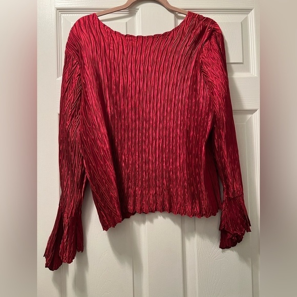 libra Red Bell Sleeve Textured Blouse Women’s Size XL - Picture 5 of 12